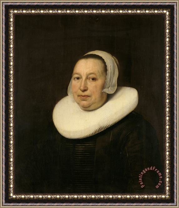 Bartholomeus Van Der Helst Portrait of Maria Pietersdr De Leest, Wife of Samuel Van Lansbergen Framed Painting