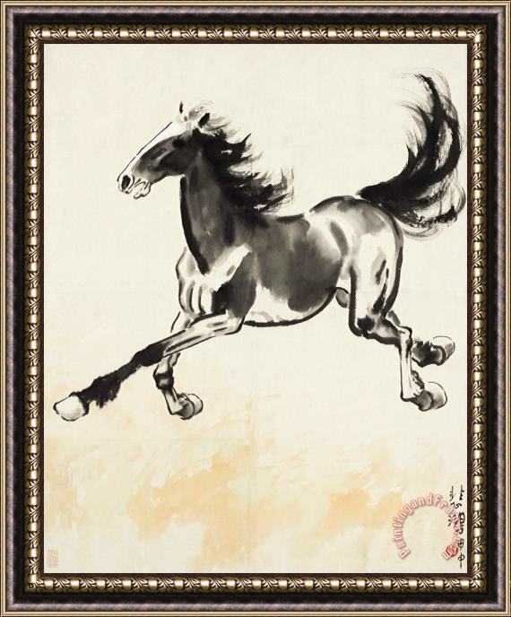 Beihong Xu Galloping Horse Framed Painting