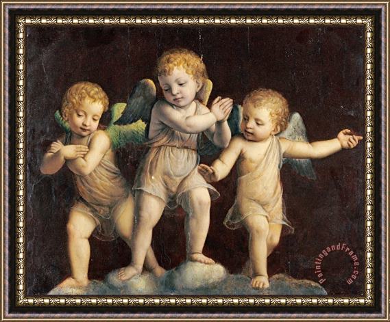 Bernardino Luini Three Cherubs Framed Painting