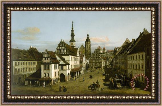 Bernardo Bellotto The Marketplace at Pirna Framed Painting