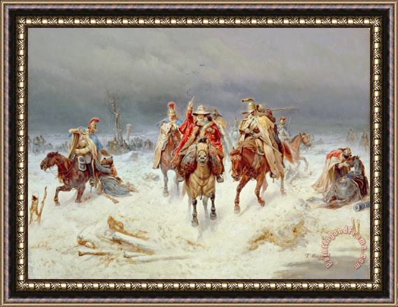 Bogdan Willewalde French Forces Crossing the River Berezina in November 1812 Framed Painting