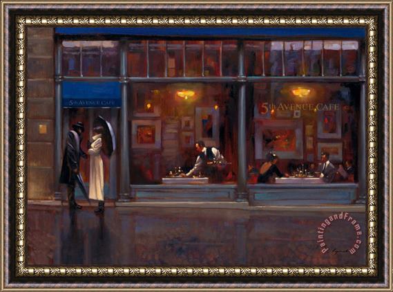 brent lynch Fifth Avenue Cafe I Framed Painting