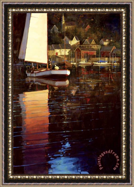 brent lynch New England Sunset Sail Framed Print