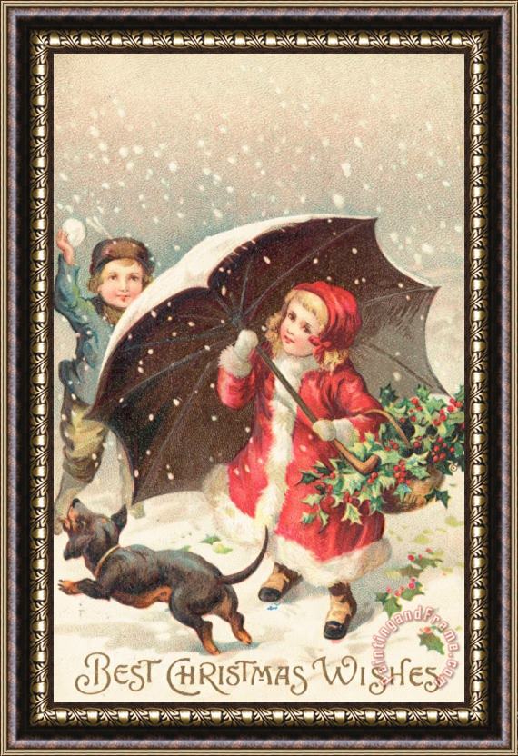 British School Christmas Card Framed Painting