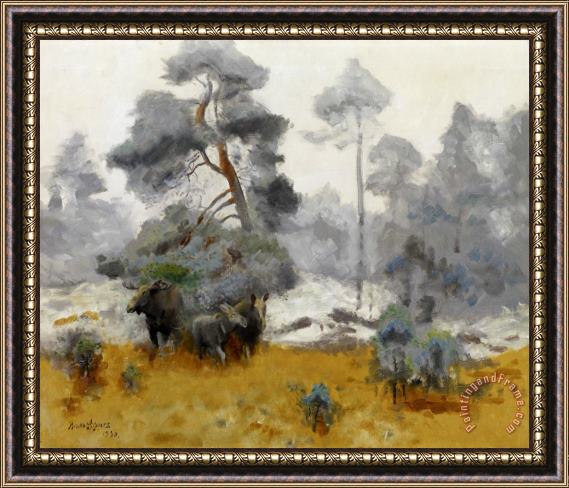 Bruno Liljefors Moose Family Entering a Clearing Framed Painting