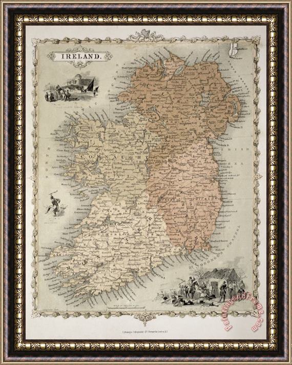 C Montague Map Of Ireland Framed Painting