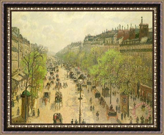 Camille Pissarro Boulevard Montmartre, Morning, Grey Day Framed Painting