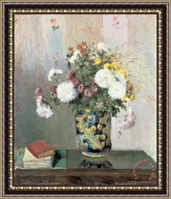 Camille Pissarro Chrysanthemums in a Chinese Vase Framed Painting