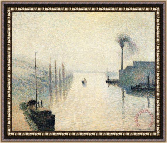 Camille Pissarro L'ile Lacroix, Rouen (the Effect of Fog) Framed Painting