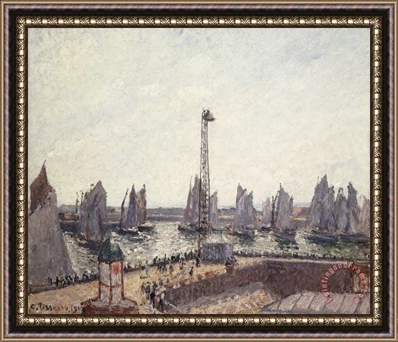 Camille Pissarro Outer Harbor And Cranes Le Havre Framed Print