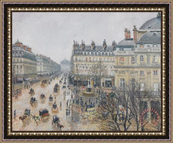 Camille Pissarro Place Du Theatre Francais Paris Rain Framed Print