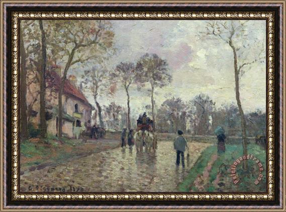 Camille Pissarro The Coach to Louveciennes Framed Painting