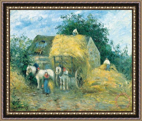 Camille Pissarro The Hay Cart, Montfoucault Framed Print