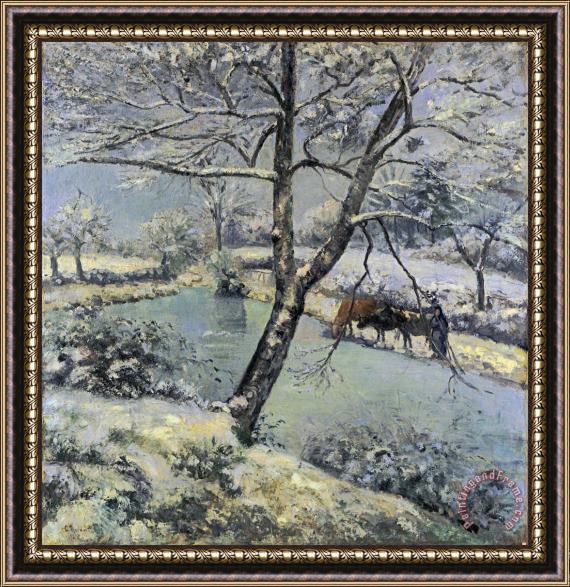 Camille Pissarro Winter at Montfoucault with Snow Framed Painting