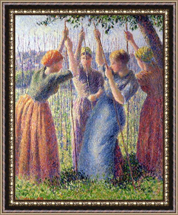 Camille Pissarro Women Planting Peasticks Framed Print