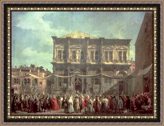 Canaletto The Doge Visiting the Church and Scuola di San Rocco Framed Painting