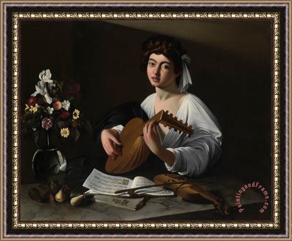 Caravaggio Apollo The Lute Player Framed Painting