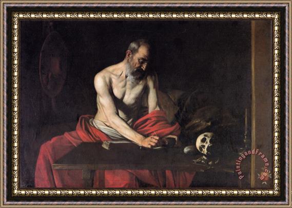 Caravaggio St Jerome Writing 1607 Framed Painting
