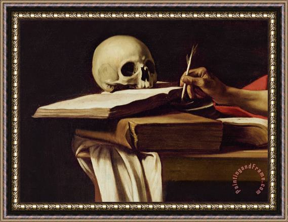 Caravaggio St. Jerome Writing Framed Painting