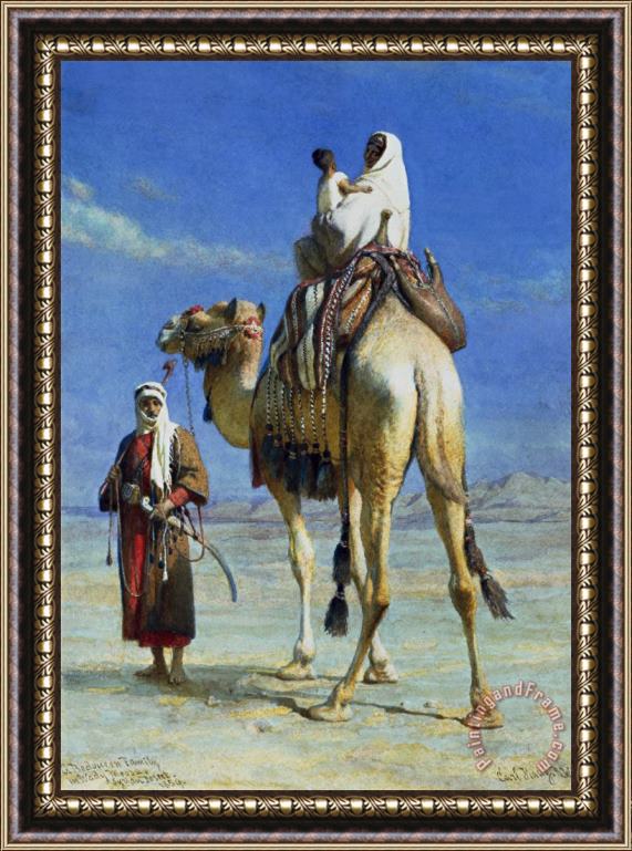 Carl Haag A Bedoueen Family in Wady Mousa Syrian Desert Framed Painting
