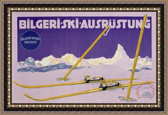 Carl Kunst Advertisement For Skiing In Austria Framed Painting