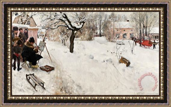 Carl Larsson Open Air Painter. Winter Motif From Asogatan 145, Stockholm Framed Painting