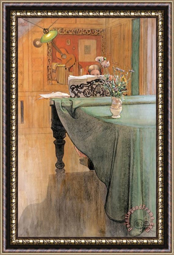 Carl Larsson Young Girl at a Grand Piano Framed Painting