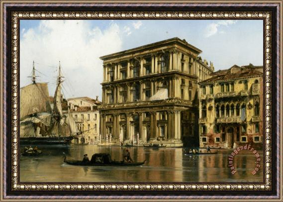 Carlo Bossoli On The Grand Canal Venice Framed Painting