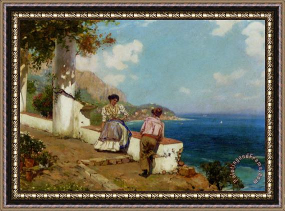 Carlo Brancaccio Courting Couple Naples Framed Painting