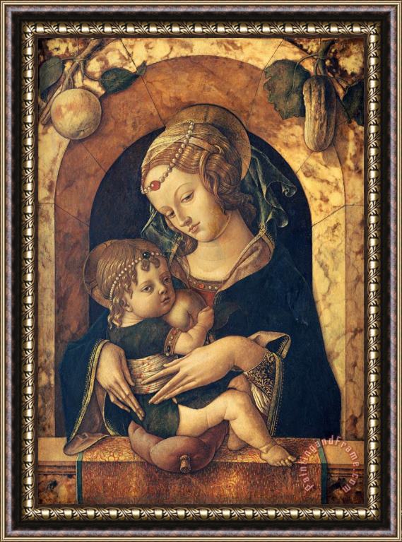Carlo Crivelli The Madonna And Child at a Marble Parapet Framed Painting