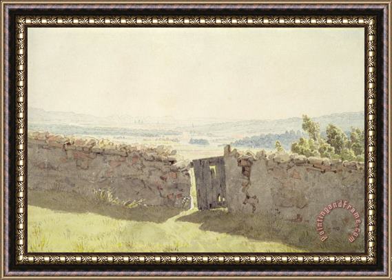 Caspar David Friedrich Gate in The Garden Wall (w/c on Paper) Framed Painting