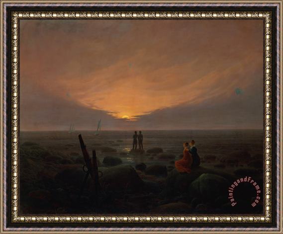 Caspar David Friedrich Moon Rising Over the Sea Framed Print