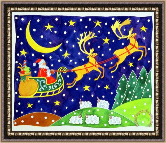 Cathy Baxter Stars And Snowfall Framed Painting