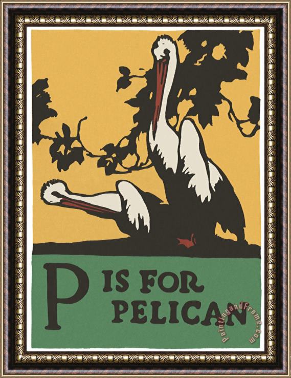 C.B. Falls Alphabet: P Is for Pelican Framed Painting
