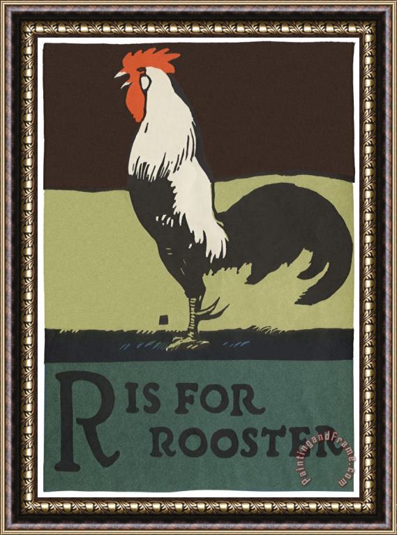 C.B. Falls Alphabet: R Is for Rooster Framed Painting