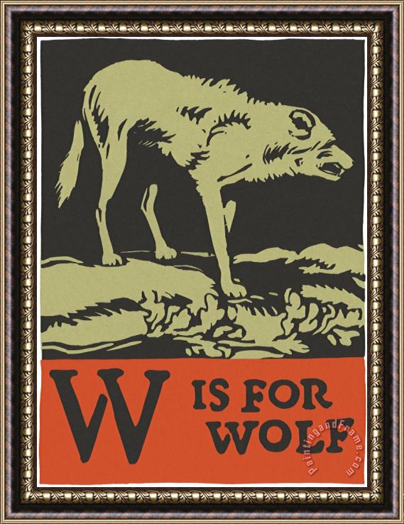 C.B. Falls Alphabet: W Is for Wolf Framed Painting