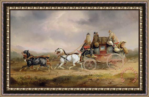 Charles Cooper Henderson Mail Coaches on the Road - The Louth-London Royal Mail Progressing at Speed Framed Print