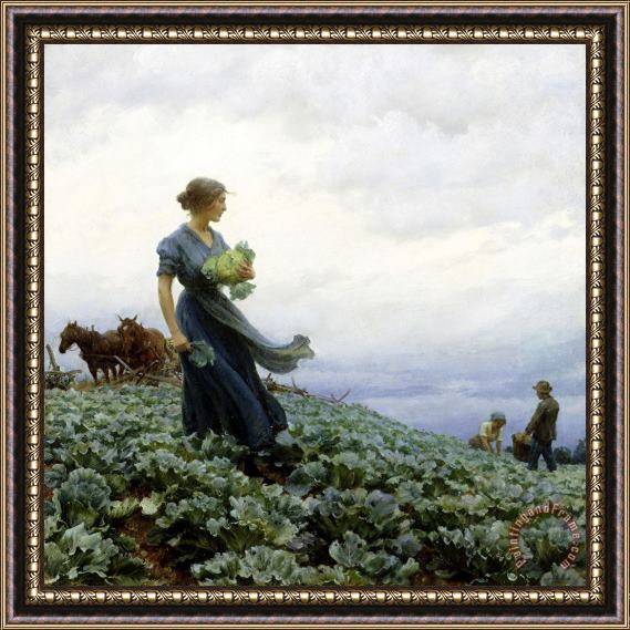 Charles Courtney Curran The Cabbage Field Framed Painting