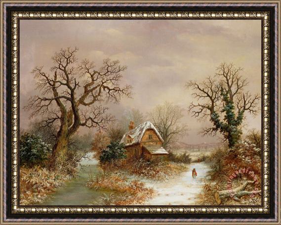 Charles Leaver Little Red Riding Hood In The Snow Framed Painting