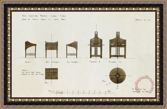 Charles Rennie Mackintosh Designs for Writing Desks Framed Print