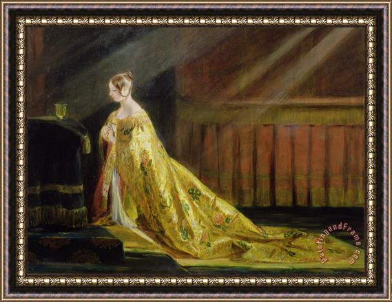 Charles Robert Leslie Queen Victoria in Her Coronation Robe Framed Painting