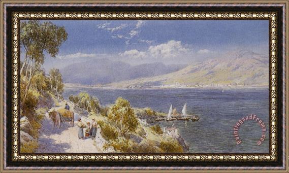 Charles Rowbotham Lake Como with Bellagio in The Distance Framed Painting