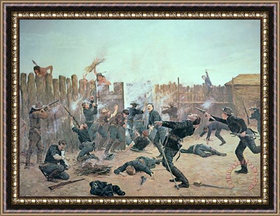 Charles Schreyvogel Defending the Fort Framed Painting