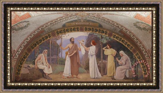 Charles Sprague Pearce Family Mural in Lunette From The Family And Education Series Library of Congress Thomas Jefferson Building Washington Dc Framed Painting