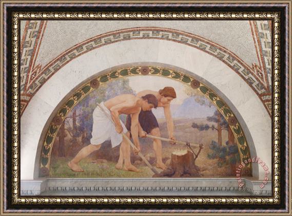 Charles Sprague Pearce Labor Mural in Lunette From The Family And Education Series Library of Congress Thomas Jefferson Building Washington Dc Framed Painting