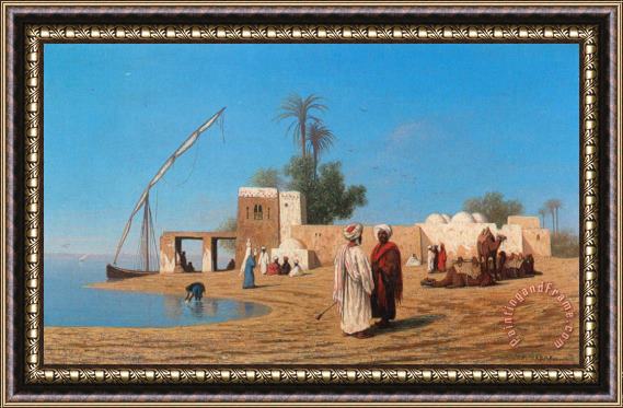 Charles Theodore Frere A Village on The Shores of The Nile High Egypte Framed Painting