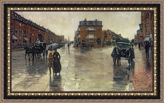 Childe Hassam A Rainy Day in Boston Framed Painting