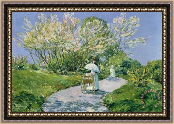 Childe Hassam A Walk in the Park Framed Painting