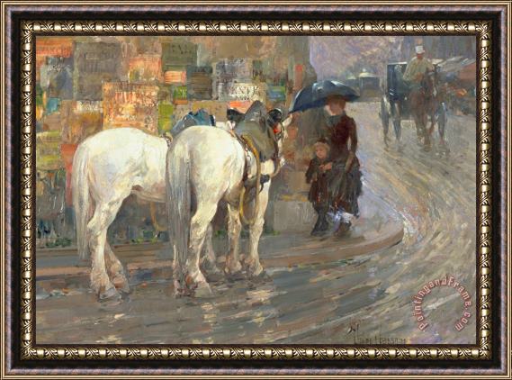 Childe Hassam Paris Street Scene Framed Print