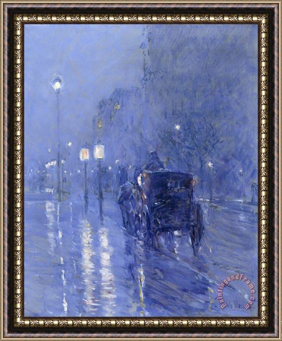Childe Hassam Rainy Midnight Framed Painting